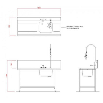 Hobart SD1650L/R Inlet Triple Rack Table & Sink - Contact Us For Availability