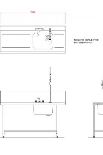 Light Gray Hobart SD1650L/R Inlet Triple Rack Table & Sink - Contact Us For Availability