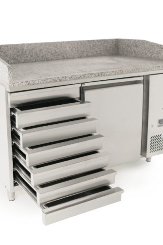 Gray Atosa EPF3490GR Single Door with Drawers Granite Top Salad Preparation Counter Table, 125 Litres - Contact Us For Availability