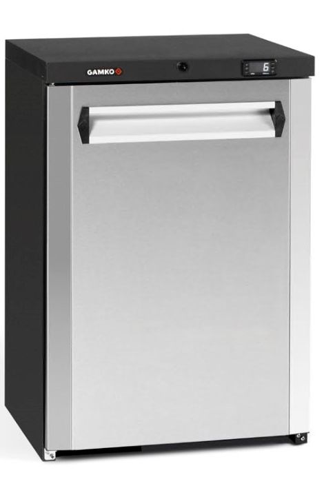 Light Gray Gamko MG3/150RCS Maxiglass Right Hand Hinged Solid Single Door Undercounter Stainless Steel Bottle Cooler, 150 Litres - Contact Us For Availability