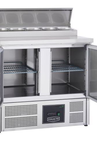 Gray Sterling Pro Cobus SPU200PZ 2 Door Pizza Preparation Counter 5 x GN1/6, 240 Litres - In Stock