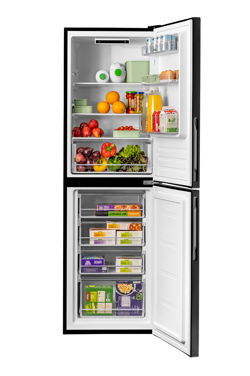Light Gray SIA 50/50 Split Black Freestanding 252L Combi Fridge Freezer