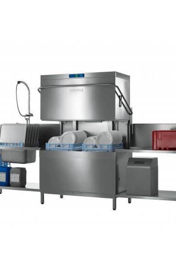 Dim Gray Hobart AMXTW-10B 500mm Basket Hood / Passthrough Dishwasher with Drain Pump, 18 Plates - Contact Us For Availability