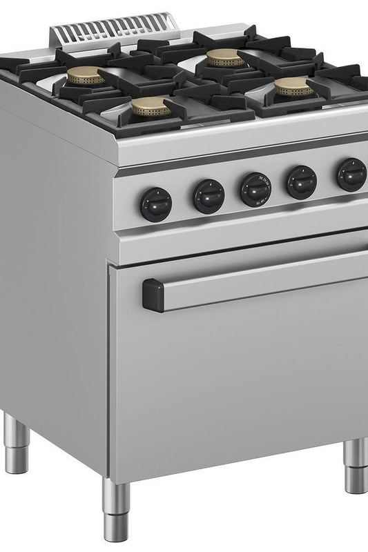 Dark Gray Diverso WR-G4BF-F1 Gas range 4 burners, with oven GN 2/1 - Contact Us For Availability