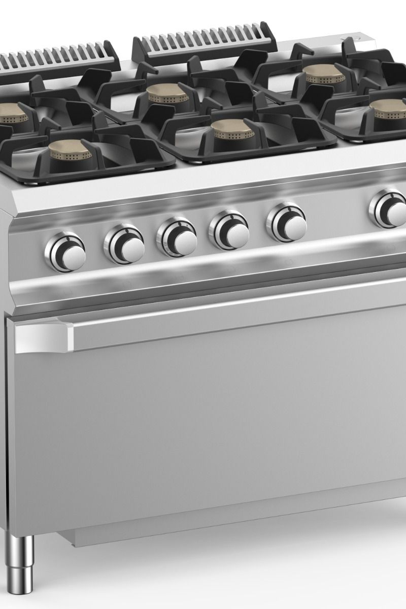 Gray Hobart Ecomax HEFB711FGMXL 6 Burner Gas Hob (6 x 7kW) with Jumbo Gas Oven (8kW), 50kW - Contact Us For Availability