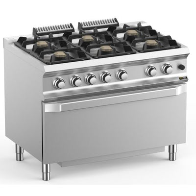 Hobart Ecomax HEFB711FGMXL 6 Burner Gas Hob (6 x 7kW) with Jumbo Gas Oven (8kW), 50kW - Contact Us For Availability