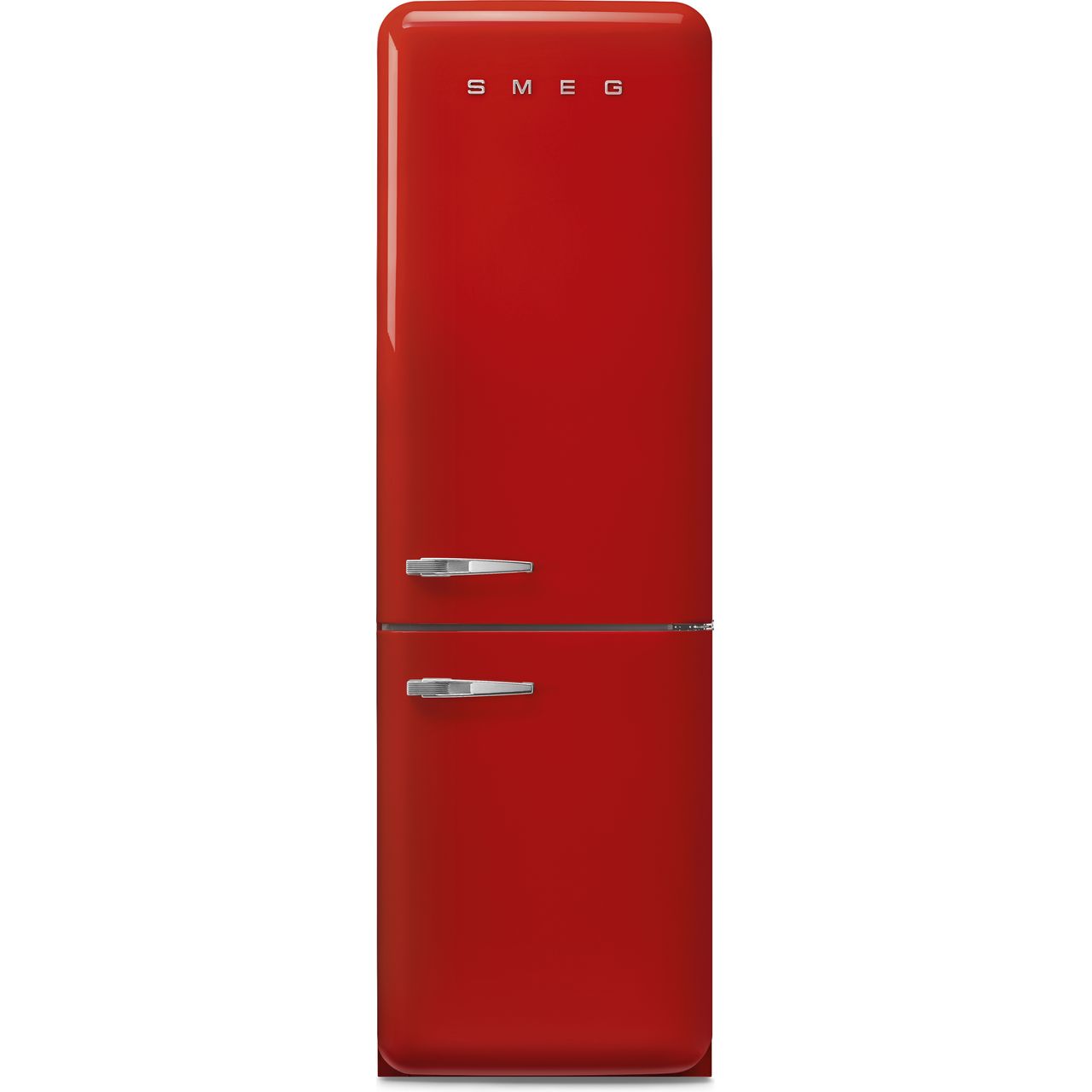 Firebrick SMEG 50s Style Fridge-Freezer, Freestanding, Total Capacity 365 Litres Right Hinge