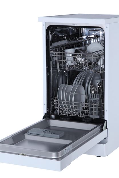 Light Steel Blue SIA 45cm White Freestanding Dishwasher
