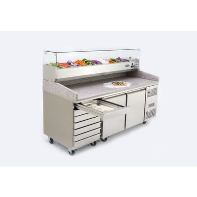 Atosa EPF3480GR Two Door + 7 Drawer Salad Prep Counter Table 250 Litres - Contact Us For Availability