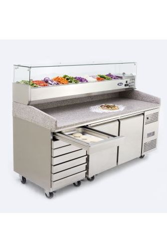 Lavender Atosa EPF3480GR Two Door + 7 Drawer Salad Prep Counter Table 250 Litres - Contact Us For Availability