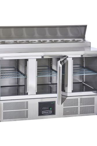 Gray Sterling Pro Cobus SPU300PZ 3 Door Preparation Counter 8 x GN1/6, 392 Litres - In Stock