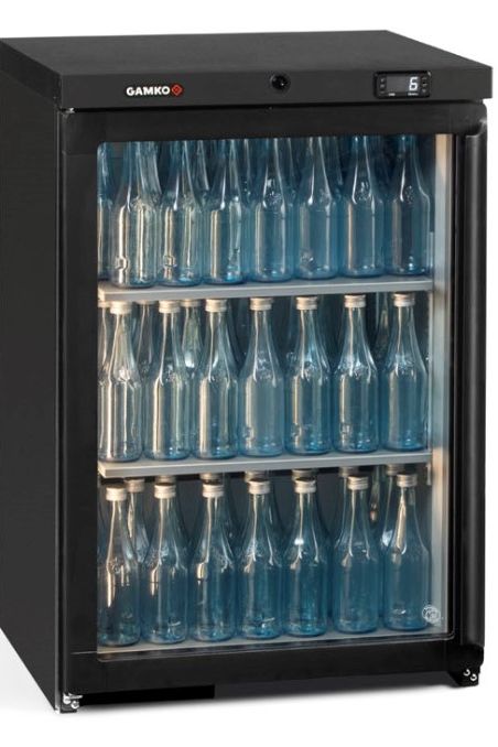 Dark Slate Gray Gamko MG3/150LG Maxiglass Left Hand Hinged Glass Single Door Undercounter Bottle Cooler, 150 Litres - Contact Us For Availability
