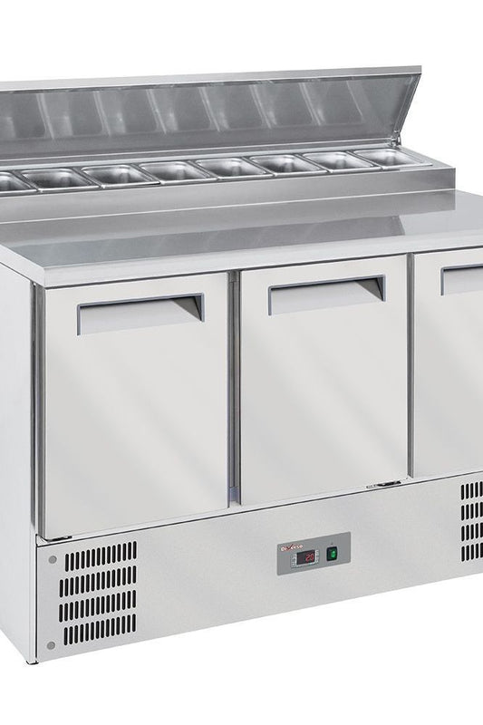 Light Gray Diverso WR-SAS2-P3 Refrigerated table 3 doors GN 1/1, + refrigerated structure 8x GN1/6-150 mm - Contact Us For Availability