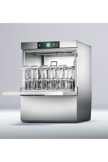 Light Gray Hobart GPSW-10B 500mm Basket Frontloading Commercial Glasswasher with Chemical Pump, Integral Water Softener & Drain Pump - 25 Pint Capacity - Contact Us For Availability