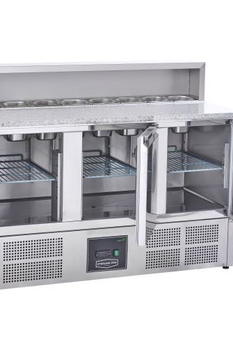 Gray Sterling Pro Cobus SPU903PZ 3 Door Pizza Counter Granite Top 8 x GN1/6, 402 Litres -