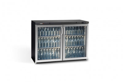 Gamko MG3/275GCS Maxiglass Hinged Stainless Steel Frame Glass Double Door Undercounter Bottle Cooler, 275 Litres - Contact Us For Availability