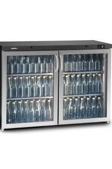 Dark Slate Gray Gamko MG3/275GCS Maxiglass Hinged Stainless Steel Frame Glass Double Door Undercounter Bottle Cooler, 275 Litres - Contact Us For Availability