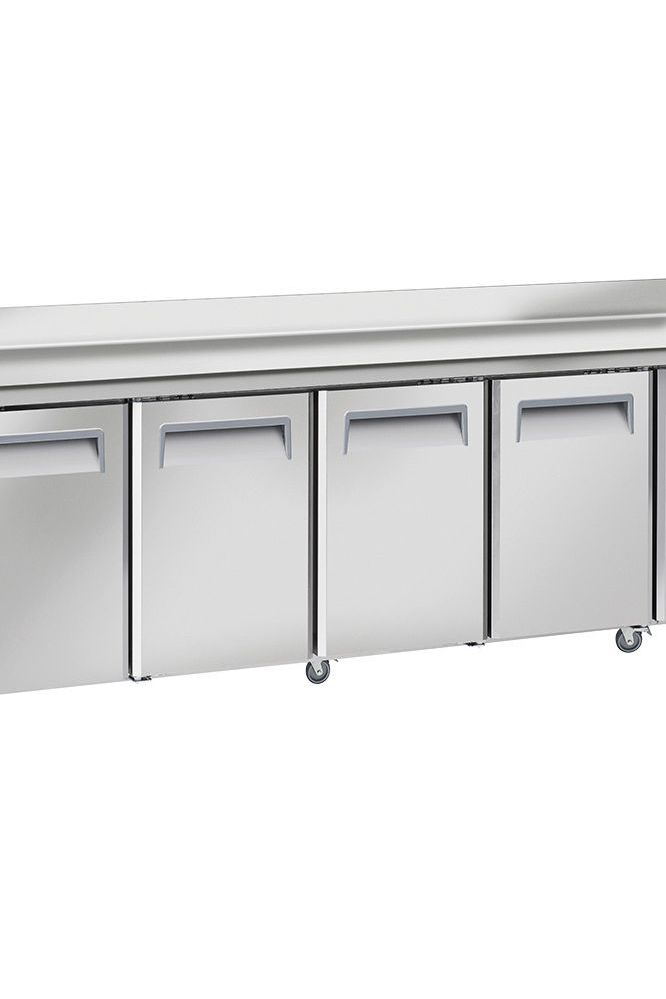Light Gray Diverso WR-GTN4-3ND Cooling table, ventilated, 4 doors GN 1/1, with backsplash - Contact Us For Availability