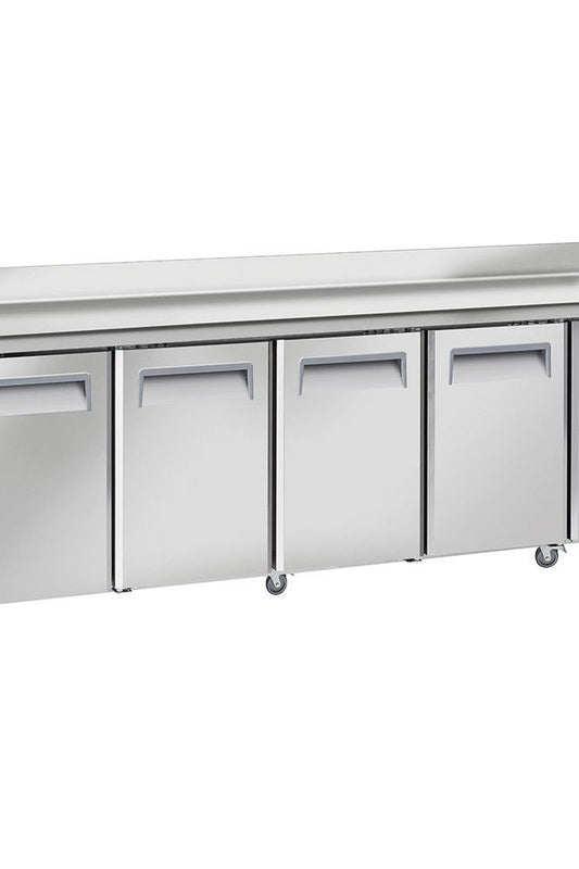 Light Gray Diverso WR-GTN4-3ND Cooling table, ventilated, 4 doors GN 1/1, with backsplash - Contact Us For Availability