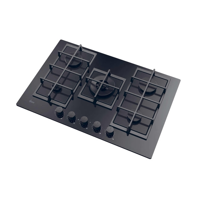 Hoover HVG74WC5B 74cm Gas-on-Glass Hob – Black - Core Appliances