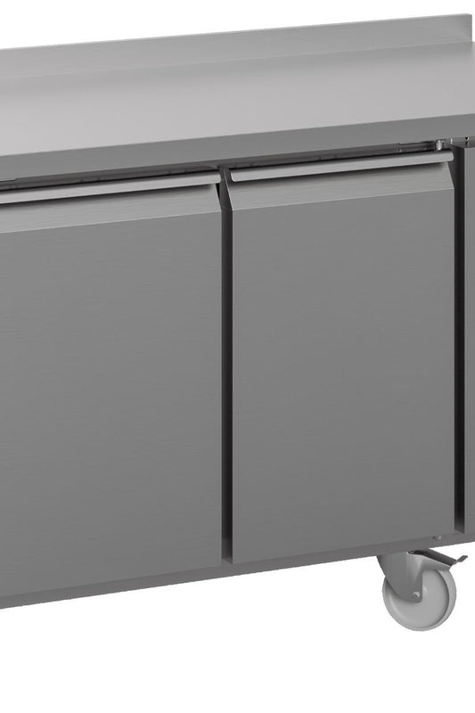 Light Slate Gray Hoshizaki Premier K 2 A5 DL DR C U 2 Door Stainless Steel Refrigerated Counter with Splashback, 301 Litres - Contact Us For Availability