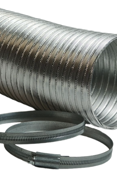 Dark Slate Gray Wpro Aluminium Flexible 110mm Dryer Vent Hose with 2 jubilee clips - In Stock