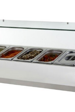 Light Gray Atosa VRX2000/330 Countertop Topping Unit with 10 x 1/4 GN Pans/Lids, 2000mm - Contact Us For Availability