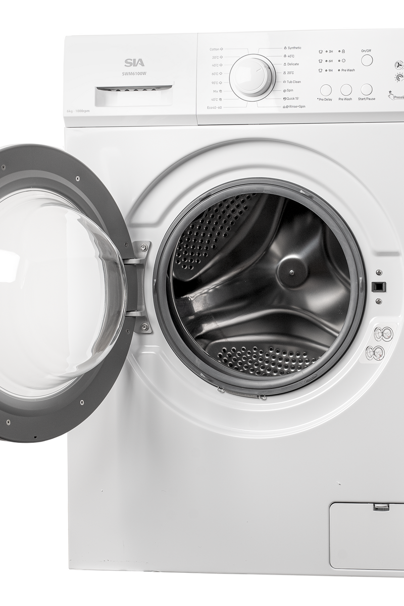 Light Gray SIA 6kg 1000RPM Washing Machine in White