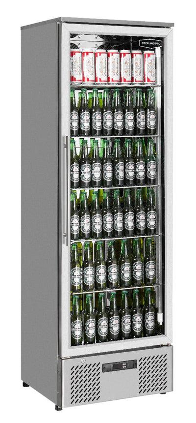 Sterling Pro Green SP110-STS Single Door Stainless Steel Upright Bottle Cooler, 293 Litres - In Stock