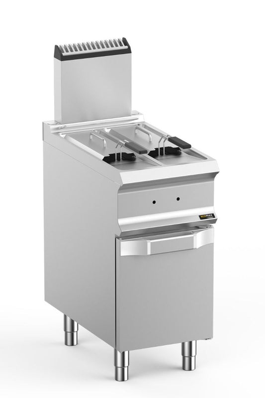 Light Gray Hobart Ecomax HEFRG74A2V Floorstanding Double Basket Gas Fryer, 2 x 7 Litres - Contact Us For Availability