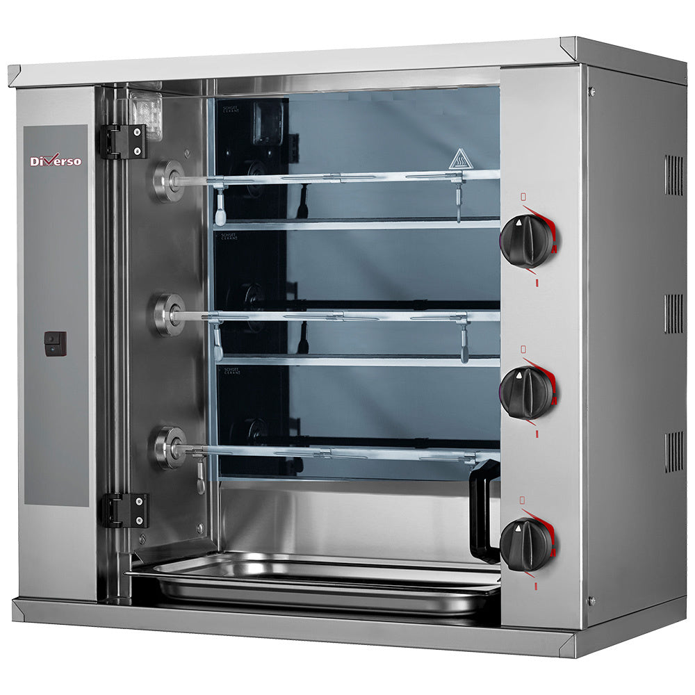 Dim Gray Diverso WR-RVEL-E3 SMALL Vitroceramic chicken roaster, 3 spits (9 chicken) - Contact Us For Availability