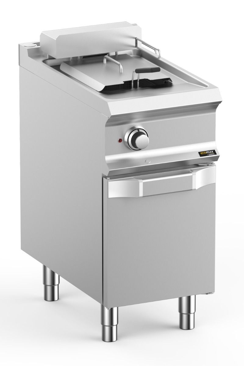 Light Gray Hobart Ecomax HEFRBE74A Floorstanding Single Basket 12 Litre Electric Fryer, 9kW - Contact Us For Availability