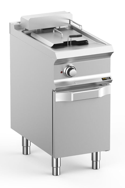 Light Gray Hobart Ecomax HEFRBE74A Floorstanding Single Basket 12 Litre Electric Fryer, 9kW - Contact Us For Availability
