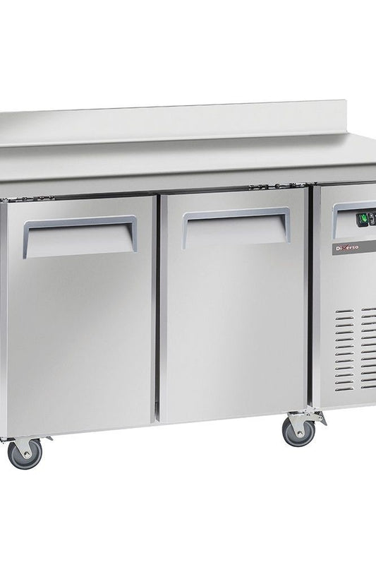 Light Gray Diverso WR-GTN2-2ND Cooling table, ventilated, 2 doors GN1/1, with backsplash - Contact Us For Availability