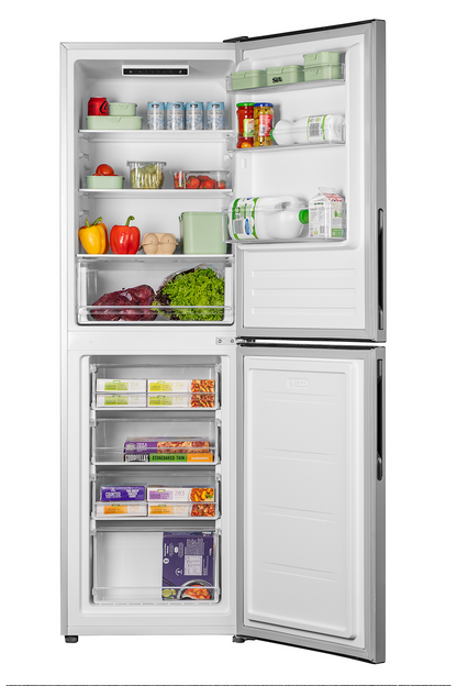 Light Gray SIA 50/50 Split Silver Freestanding 252L Combi Fridge Freezer