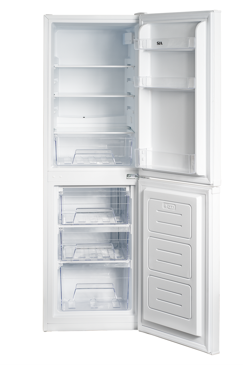 Light Gray SIA White Freestanding 149L Combi Fridge Freezer