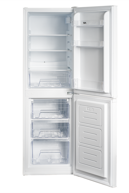 Light Gray SIA White Freestanding 149L Combi Fridge Freezer