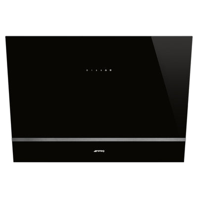 Smeg Linea 80cm Angled Chimney Cooker Hood - Black Glass