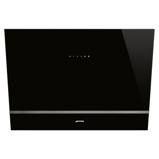 Black SMEG Linea Sloped Chimney Hood, 800 mm