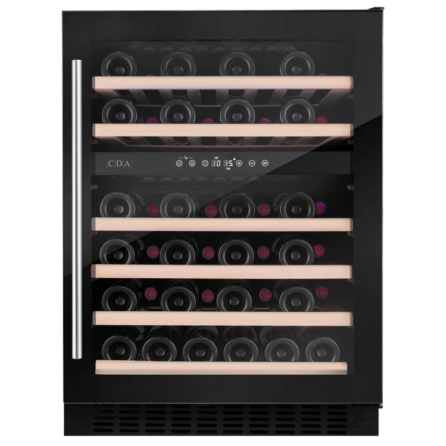 Dark Slate Gray CDA 46 Bottle Capacity Dual Zone 60cm Freestanding Under Counter Wine Cooler - Black Glass