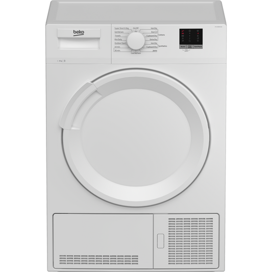 Light Gray Beko 8kg Condenser Tumble Dryer - Sensor Dry - White