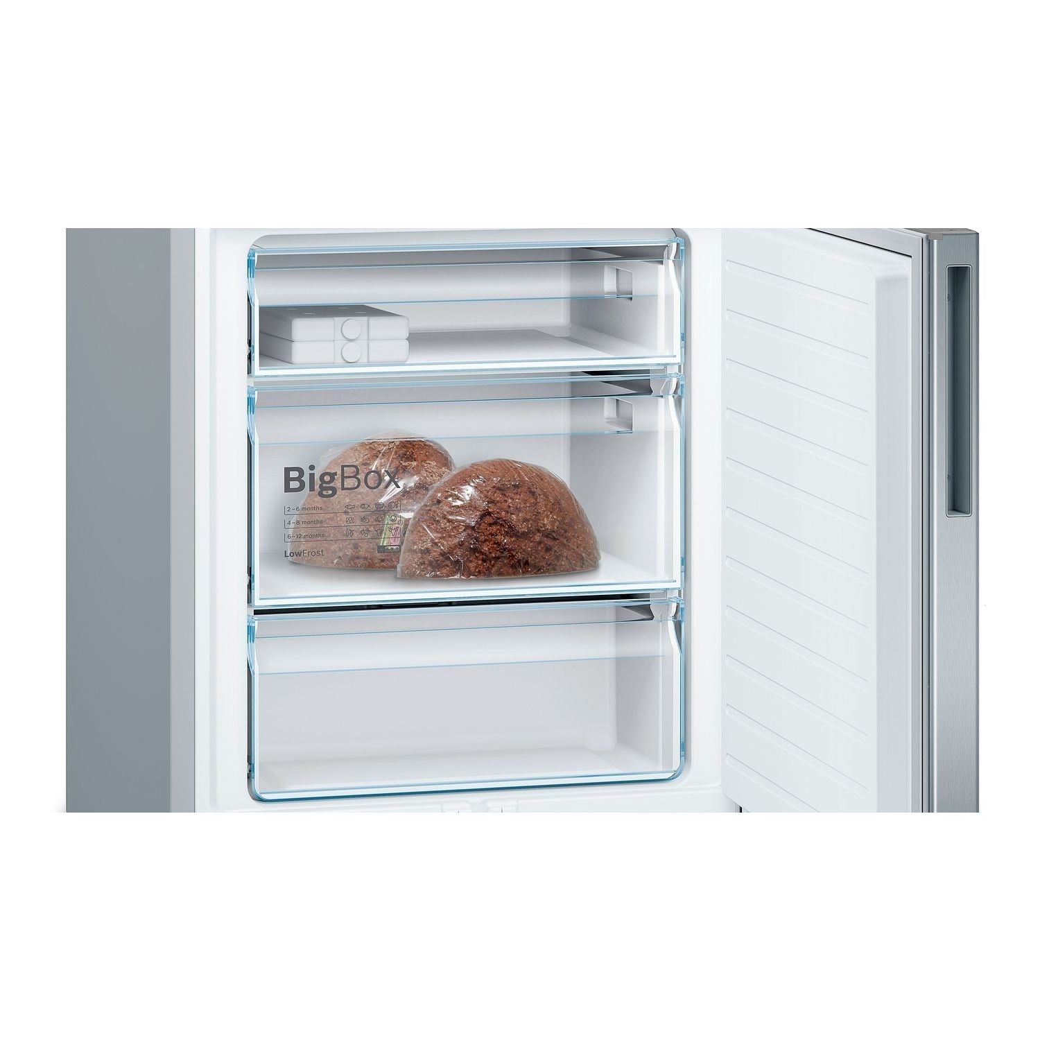 Light Gray Bosch Series 6 413 Litre 60/40 Freestanding Fridge Freezer With VitaFresh - Stainless Steel