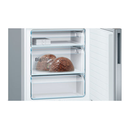 Light Gray Bosch Series 6 413 Litre 60/40 Freestanding Fridge Freezer With VitaFresh - Stainless Steel