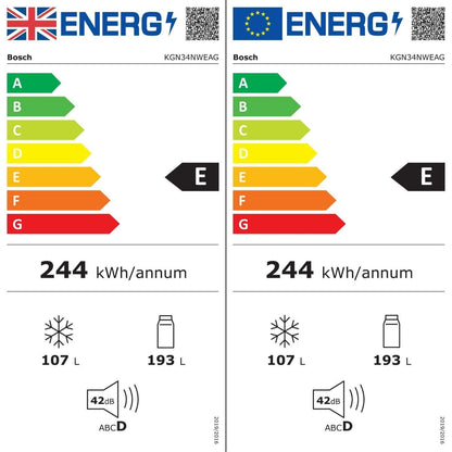 Dark Slate Gray Bosch Series 2 297 Litre 50/50 Freestanding Fridge Freezer - White