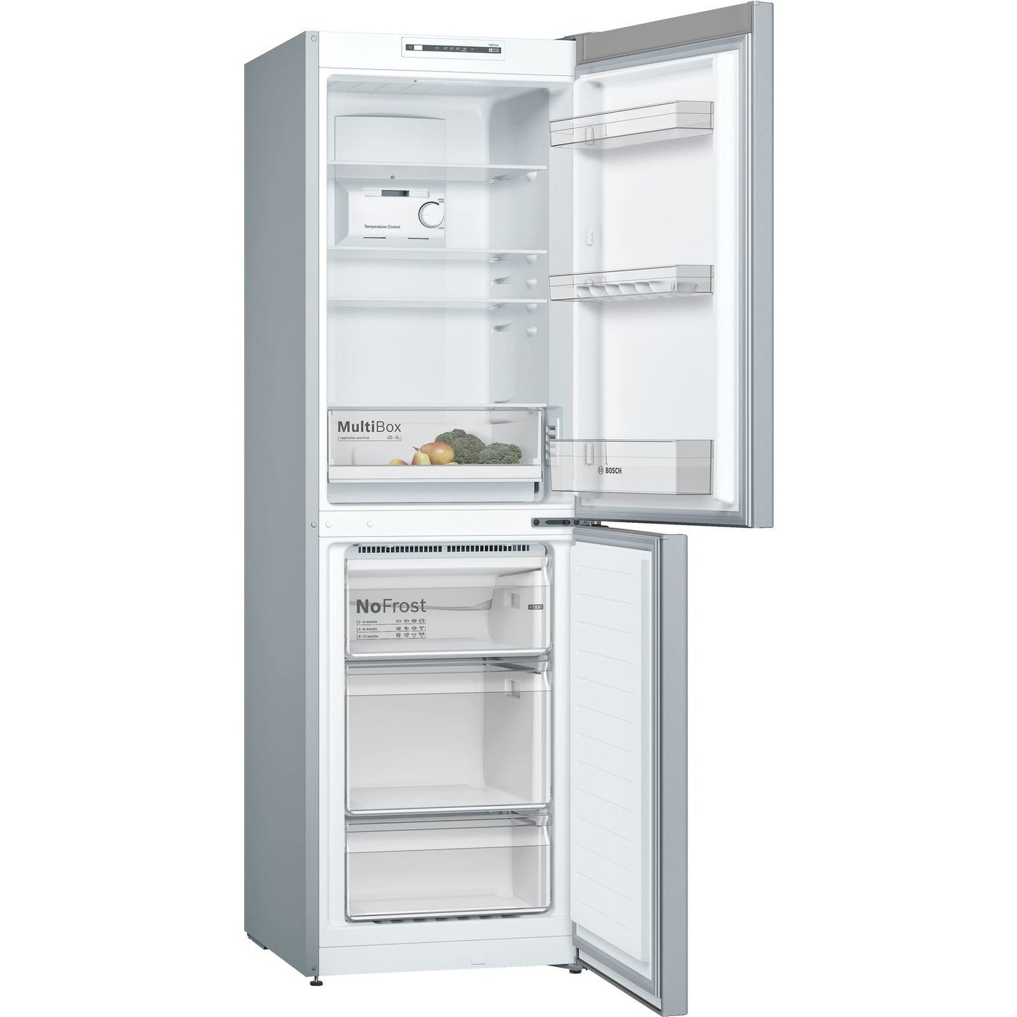 Light Gray Bosch Serie 2 300 Litre 50/50 Freestanding Fridge Freezer Frost Free - Stainless Steel Look