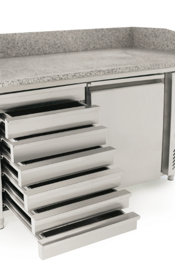 Gray Atosa EPF3490GR + VRX1500/330 Single Door Granite Top Salad Preparation Counter Table with VRX unit & GN Pans, 125 Litres - Contact Us For Availability