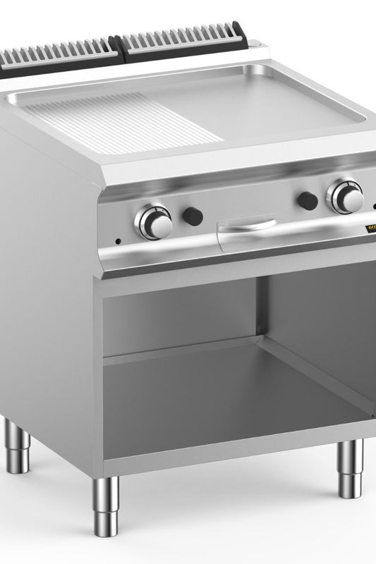 Light Gray Hobart Ecomax HEFTBG77ALR 1/2 Smooth & 1/2 Ribbed Griddle, 14kW - Contact Us For Availability