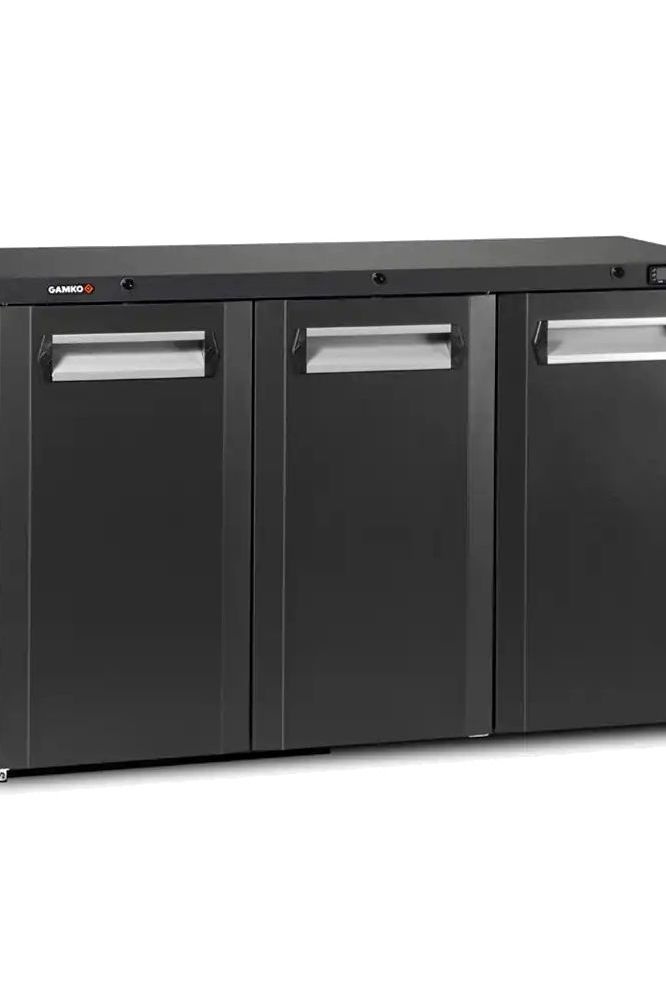 Dark Slate Gray Gamko Maxiglass LG3/315 Hinged Solid Anthracite Triple Door Undercounter Bottle Cooler, 338 Litres - In Stock