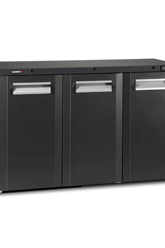 Dark Slate Gray Gamko Maxiglass LG3/315 Hinged Solid Anthracite Triple Door Undercounter Bottle Cooler, 338 Litres - In Stock