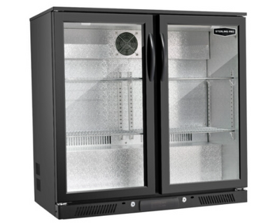 Sterling Pro SP2HC-LOW-BH Hinged Double Door Low Height Bottle Cooler, 180 x 330ml Bottles - In Stock
